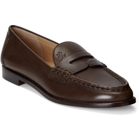 Lauren Ralph Lauren Winnie Burnished Leather Penny Loafers Chestnut Brown 9.5 - Picture 3 of 16